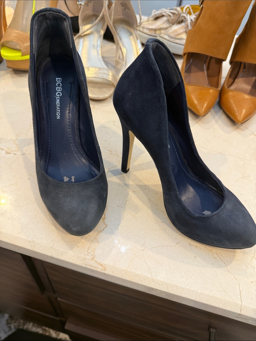 BCBGeneration Navy Suede Stiletto Pumps
